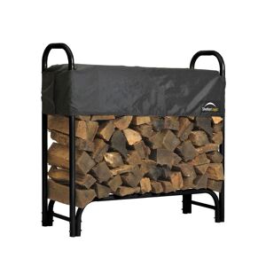 ShelterLogic 4 ft. H x 4 ft. D x 1 ft. W Firewood Rack with Black Powder-Coated Finish and 2-Way Adjustable Polyester Cover