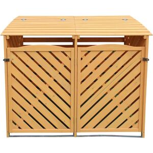 Hanover 3 ft. x 4.9 ft. x 4 ft. Wooden Trash and Recyclables Bin Storage Shed, Brown