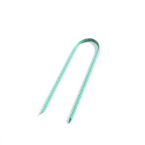 Agfabric 12 in. x 2.5 in. 3 Gauge Stake Galvanized Landscape Staples Stake Weedmat Stake Pins Black (20-Pack), Green