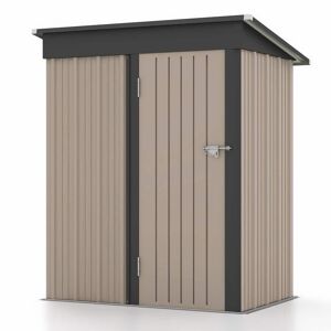 Patiowell 5 ft. W x 3 ft. D Outdoor Storage Brown Metal Shed with Sloping Roof and Lockable Door (15 sq. ft.)