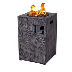HeatMaxx Outdoor Propane Fire Pit, 30000 BTU Column Propane Fire Pit, Wood-Look Surface, Gray