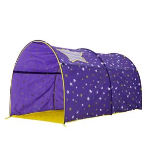 Alvantor Indoor Pop Up Portable Frame Polyester Starlight Bed Canopy Kids Play Tent Twin Curtains Glow in The Dark Stars Purple