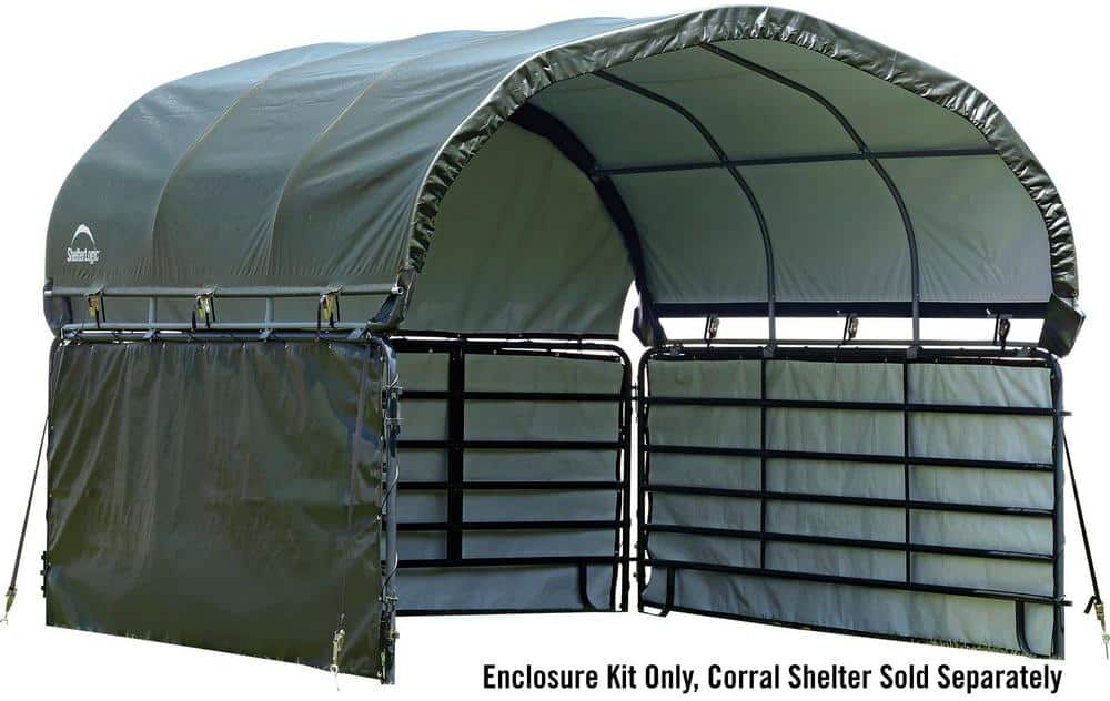 ShelterLogic 12 ft. D x 12 ft. W Enclosure Kit for Corral Shelter in Green with UV-Treated, Heat-Sealed Panels