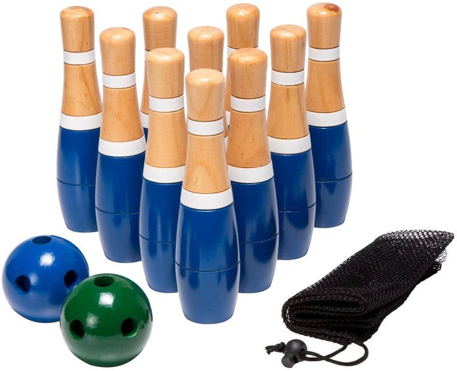 Hey! Play! 8 in. Wooden Lawn Bowling Set