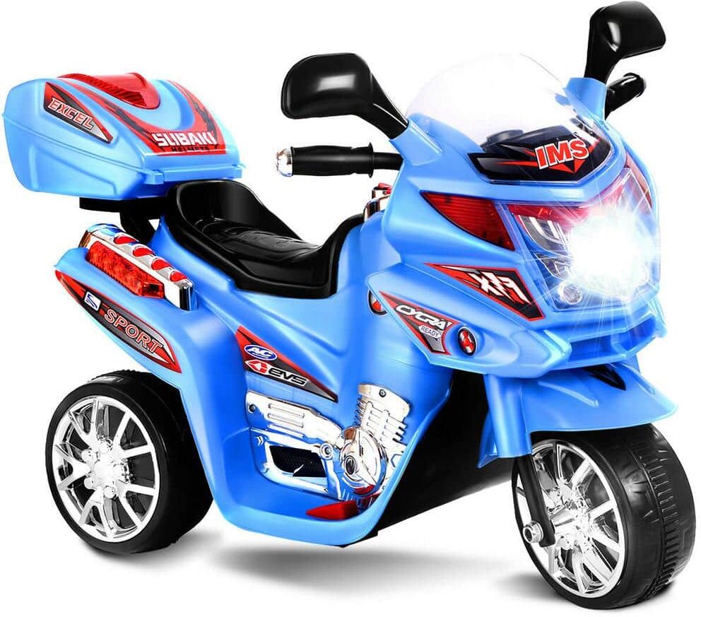 Costway Kids Ride On Motorcycle 3 Wheel 6-Volt Battery Powered Electric Toy Power Bicycle Blue