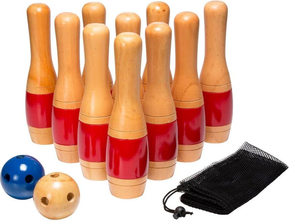 Hey! Play! 11 in. Wooden Lawn Bowling Set