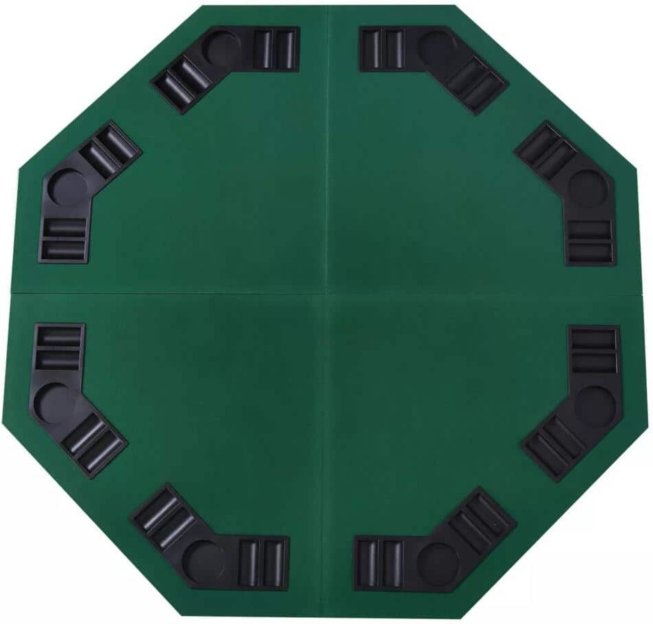 Afoxsos 48 in. x 48 in. 8-Players Octagon Fourfold Poker Table Top with Cup Holder and Chip Tray in Green Color