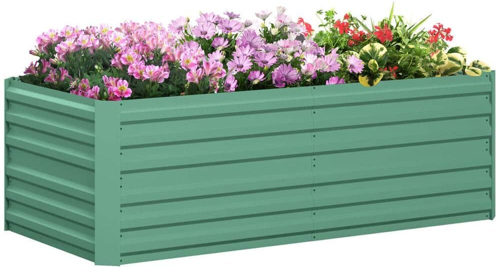 Outsunny 6 in. x 3 in. x 2 in. Light Green Galvanized Raised Garden Bed Kit with Large and Tall Metal Planter Box