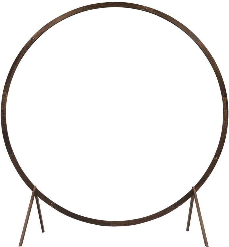 YIYIBYUS 86.3 in. x 86.3 in. Wooden Wedding Arch Round Backdrop Stand Frame Arbor with Base