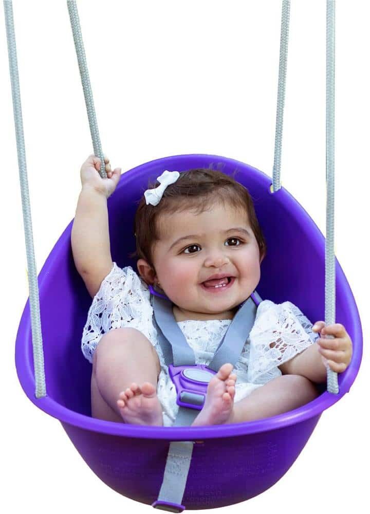 FLYBAR Swurfer Coconut Toddler Baby Swing, Comfy 3- Point Adjustable Safety Harness, Durable, No Assembly, Easy Installation, P