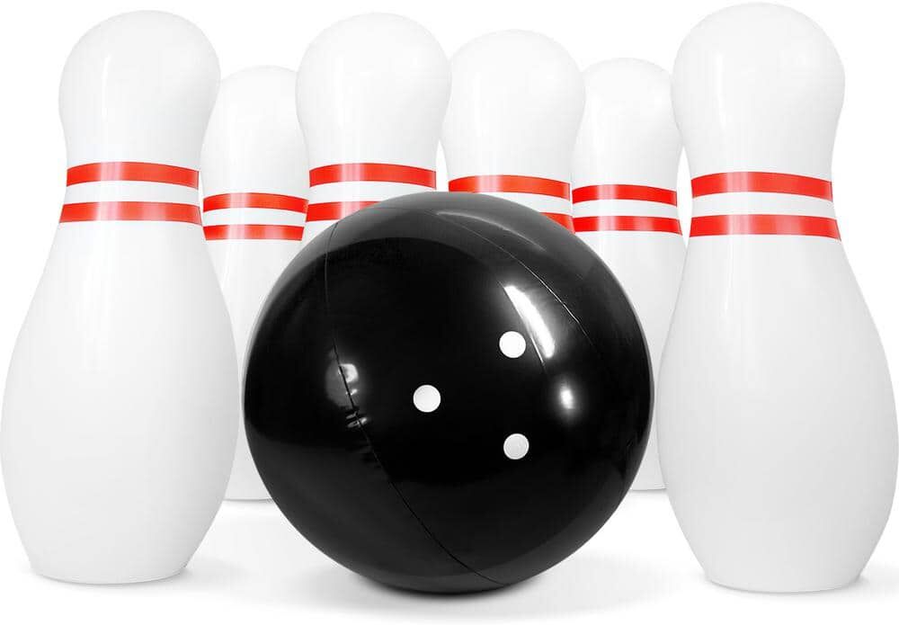 Novelty Place One 18 in. Ball and Six 24 in. Pins Giant Inflatable Bowling Set for Kids and Adults