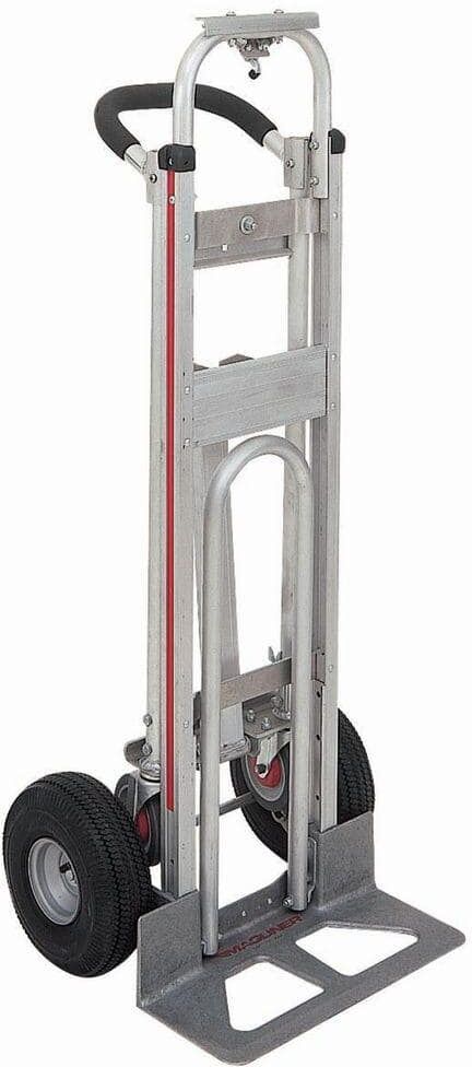 Magliner 500 lb. Capacity Aluminum 3 Position Truck, loop handle 27 in. Recessed Folding Nose Plate and 4-ply Pneumatic Wheels