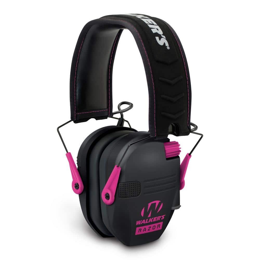 Walker's Game Ear Razor Slim Electronic Hearing Protection and Sound Amplification Ear Muff in Pink