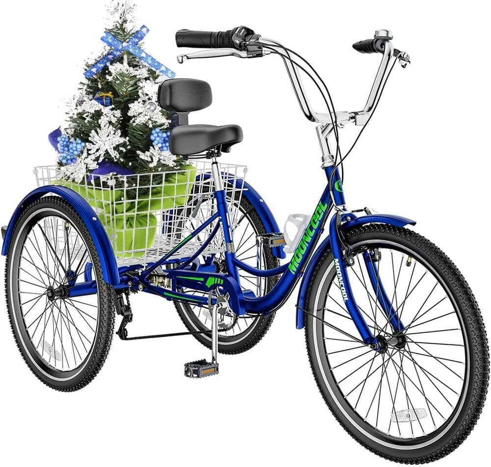 BOZTIY Upgrade 24 In Adult Tricycle, 24" Wheels, with Shopping Basket for Seniors, Women, Men