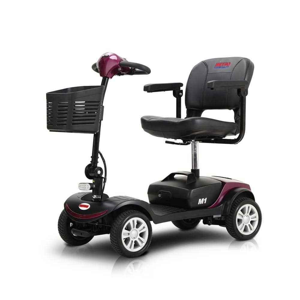 4 Wheels Compact Travel Mobility Scooter with 300-Watt Motor for Adult- 300 lbs., Plum