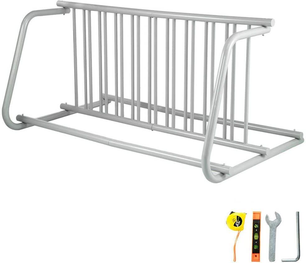 VEVOR 59 in. L 10 Holders Floor Bike Rack All-Steel Grid Bike Rack 2-Side Storage Stand for 10-Bikes Garages Streets Yard