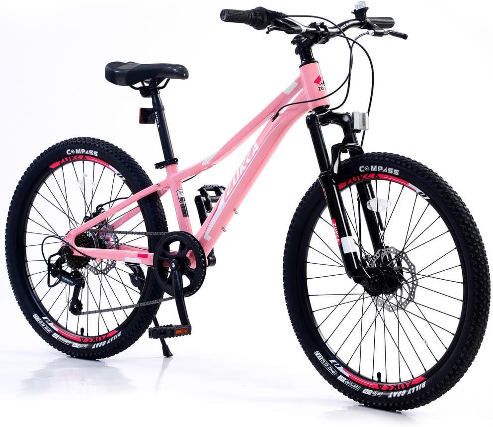 24 in. Aluminum Alloy Frame 7-Speed Mountain Bike in Pink