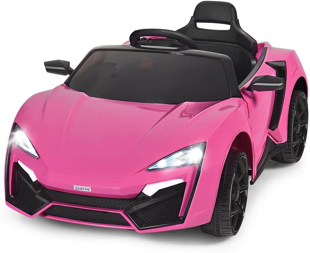 Costway 12-Volt Kids Ride On Car 2.4G RC Electric Vehicle with Lights MP3 Openable Doors Pink