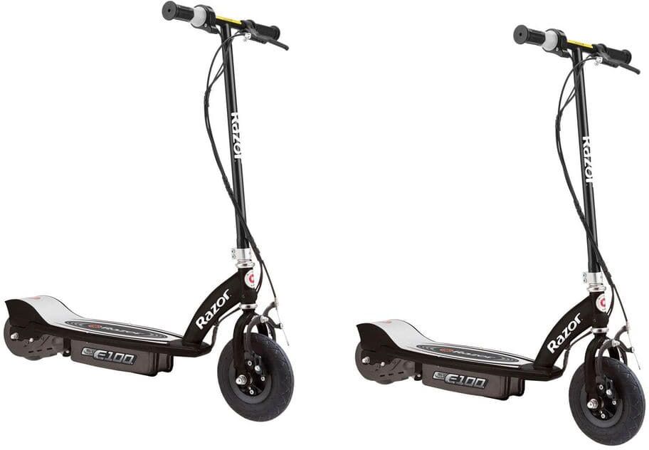 Razor E100 Kids Ride On 24-Volt Motorized Electric Powered Scooters, Black (2-Pack)