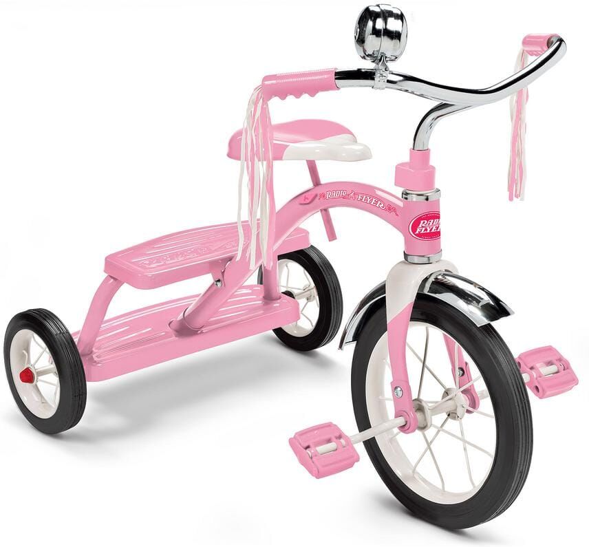 RADIO FLYER 33PZ Kids Classic Style Dual Deck Tricycle with Handlebar Bell, Pink