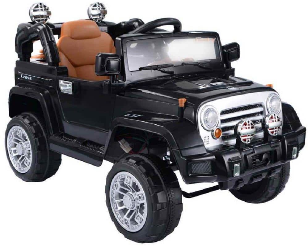 HONEY JOY 11 in. Black 12-Volt Electric Toy Car Kids Ride On Truck with RC Remote Control Lights Music MP3