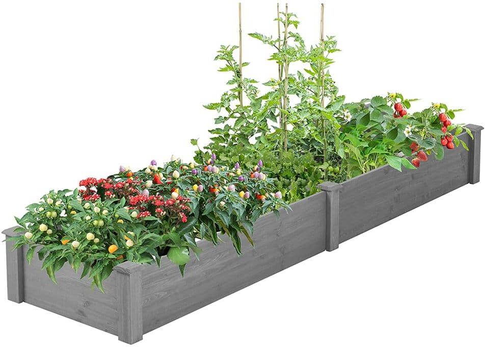 Afoxsos 96 x 28 x 10 Over Ground Raised Garden Bed Wood Large Long Planter Box for Flowers/Vegetables/Herbs, Tool-Free Assembly