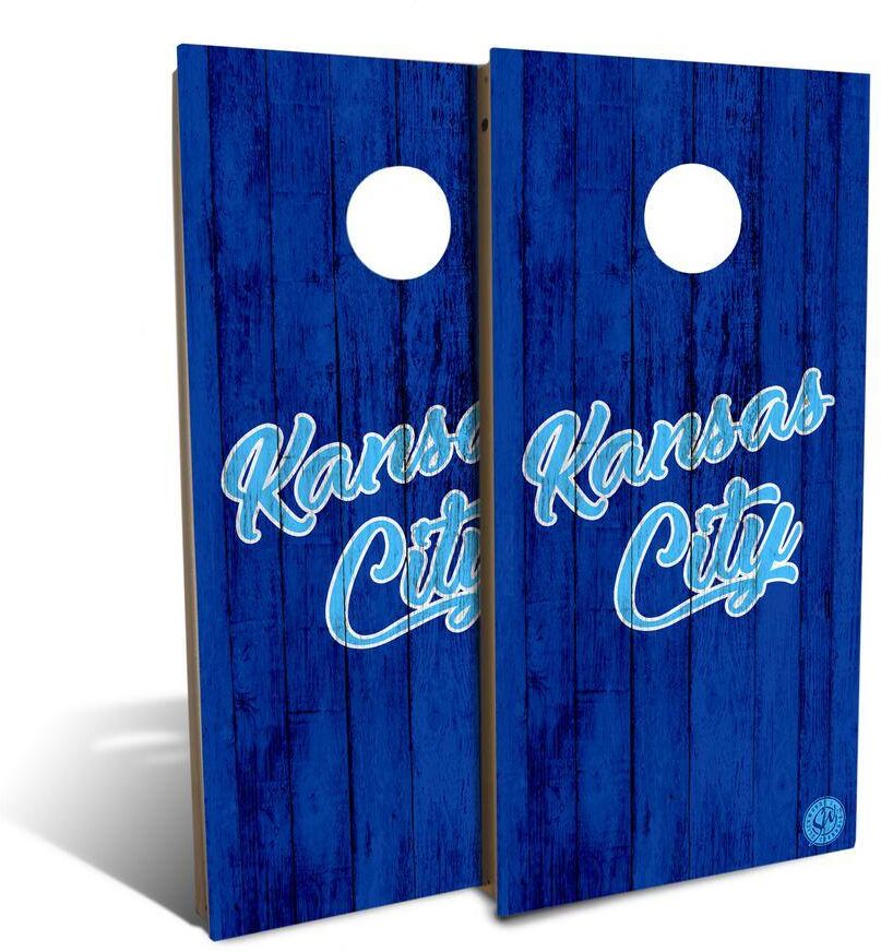 IPG Global Marketing Kansas City Solid Wood Baseball Cornhole Board Set (Includes 8-Bags)