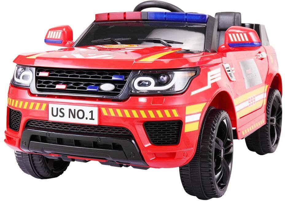 TOBBI 12-Volt Kid Ride on Fire Truck Electric Car with Remote Control/Real Megaphone and Siren in Red