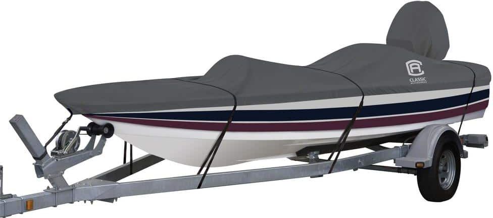 Classic Accessories StormPro 15 ft. 6 in. to 16 ft. 6 in. L x 82 in. W Beam Outboard Ski-Boat Cover with Support Pole Fits (Model C3)