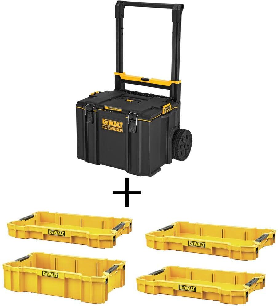 DeWalt TOUGHSYSTEM 2.0 24 in. Mobile Tool Box, (3) TOUGHSYSTEM 2.0 Shallow Tool Trays and TOUGHSYSTEM 2.0 Deep Tool Tray