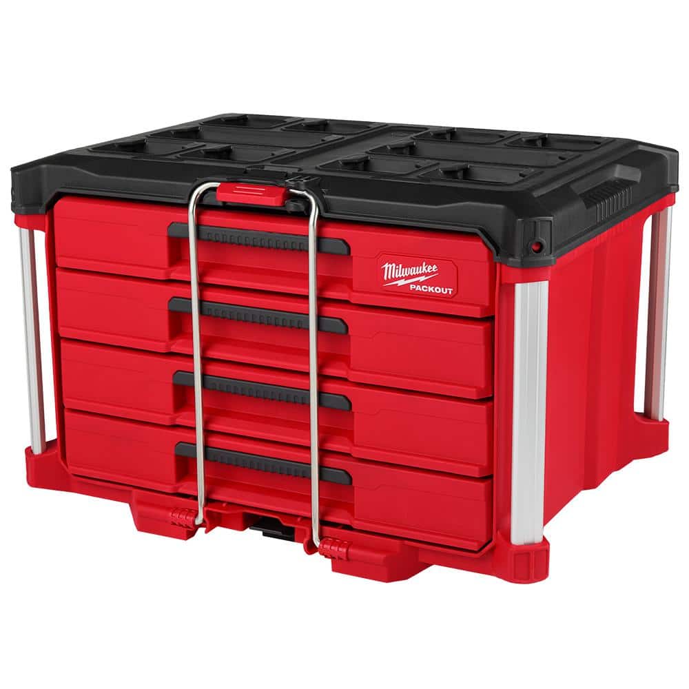 Milwaukee PACKOUT 22 in. Modular 4-Drawer Tool Box with Metal Reinforced Corners and 50 lbs. Capacity