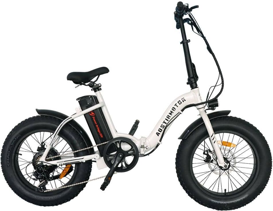 Wildaven 20 in. Electric Bicycle with 500 -Watt Motor, 36-Volt 13Ah Lithium Battery, White and Black