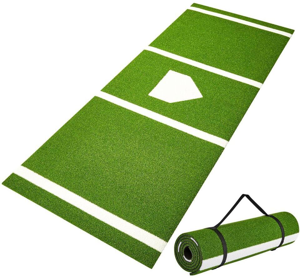 VEVOR Baseball Softball Hitting Batting Mat 10 x 3.8 ft. Indoor/Outdoor Softball Mat Portable Practice Mat, Green