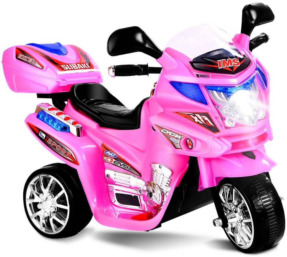 Costway Kids Ride On Motorcycle 3 Wheel 6-Volt Battery Powered Electric Toy Power Bicycle Pink