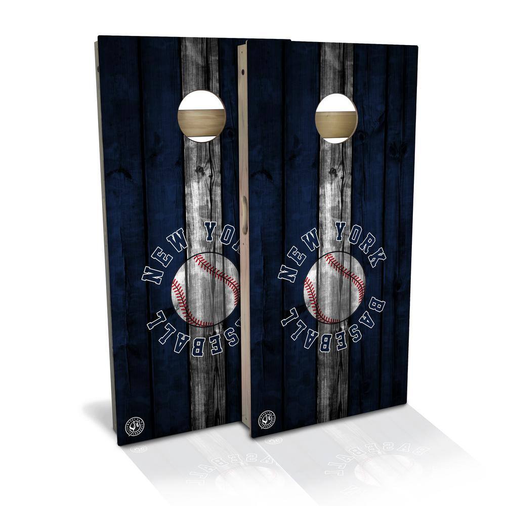 IPG Global Marketing New York Navy White Baseball Cornhole Board Set (Includes 8-Bags)