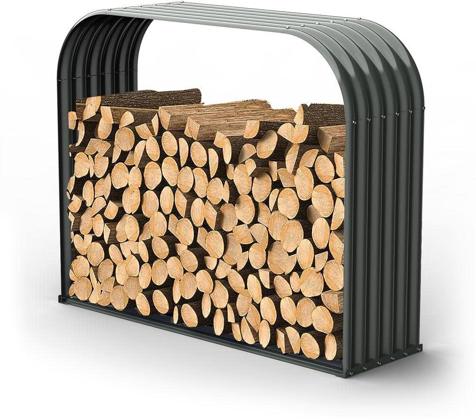 Cesicia 59 in. W x 48 in. H Outdoor Galvanized Steel Firewood Rack Metal Log Rack, Heavy Duty Log Holder Lumber Storage Stand