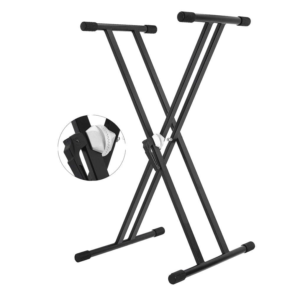 Etokfoks 28 in. to 39 in. Adjustable Keyboard Stand in Black, Pre-Assembled Double-X with Gear 56 lbs. Capacity
