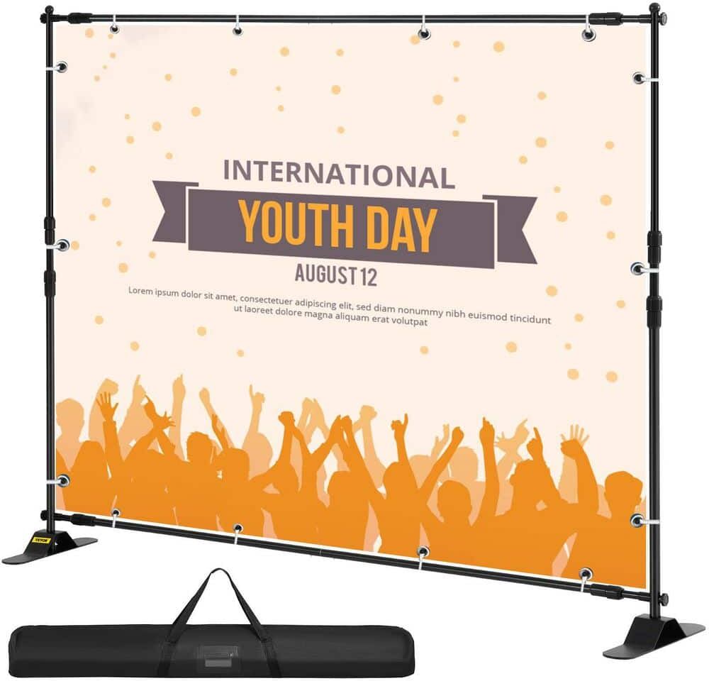 VEVOR Backdrop Banner Stand 96 in. H x 96 in. D Adjustable Display Backdrop Banner Stand Protable for Photography, Party