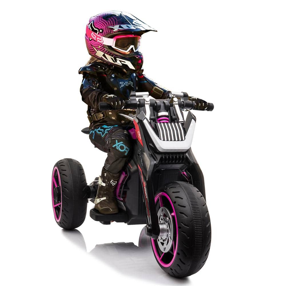 TOBBI 12-Volt 3 Wheel Motorcycle Ride on Motorbike Electric Tricycle for Kids 3-8 Years Old, Pink