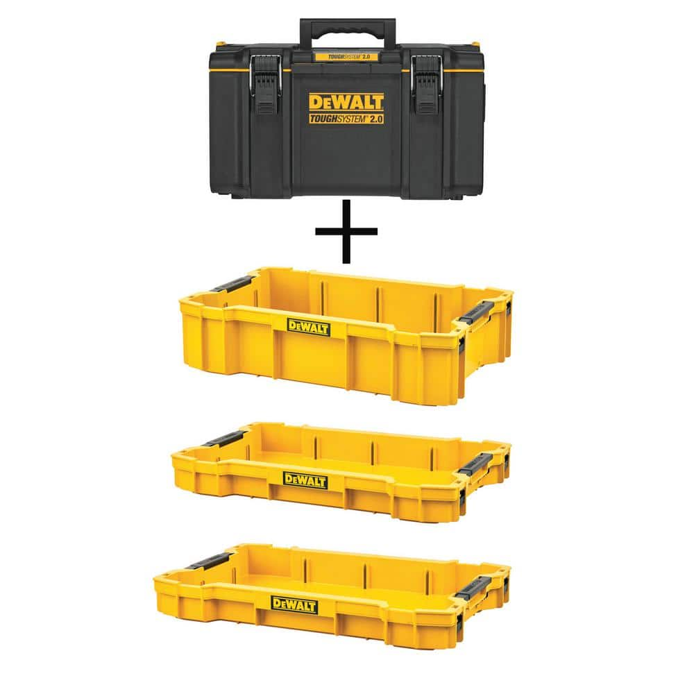 DeWalt TOUGHSYSTEM 2.0 22 in. Medium Tool Box, TOUGHSYSTEM 2.0 Deep Tool Tray and (2) TOUGHSYSTEM 2.0 Shallow Tool Trays