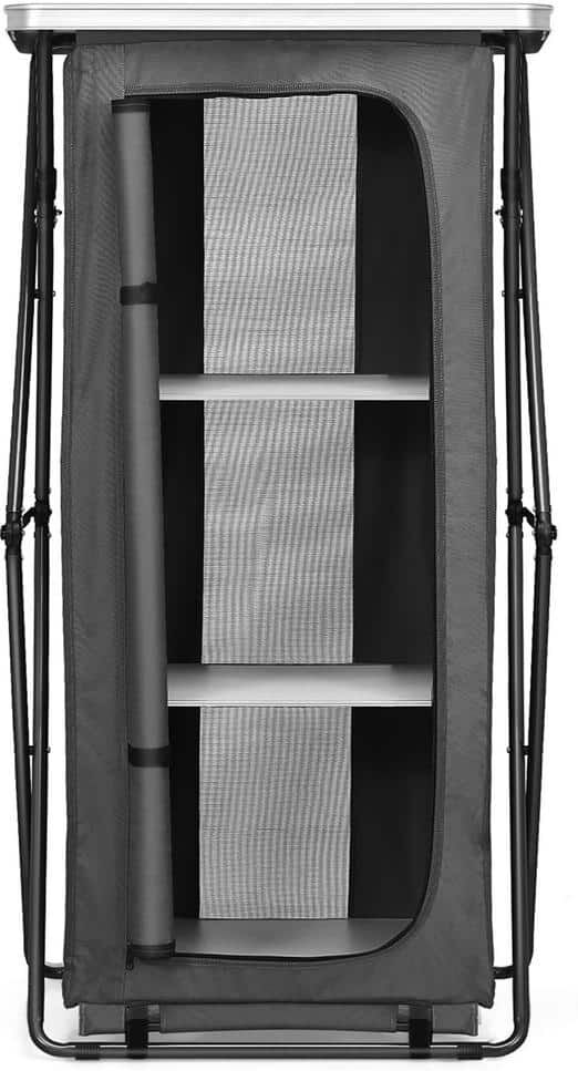 Costway 25 in. x 18 in. x 47 in. Gray Folding Pop-Up Cupboard Compact Camping Storage Cabinet with Bag Large Size