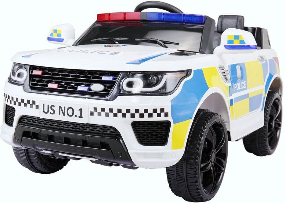 TOBBI 12-Volt Kid Ride on Police Car with Parental Remote Control in White