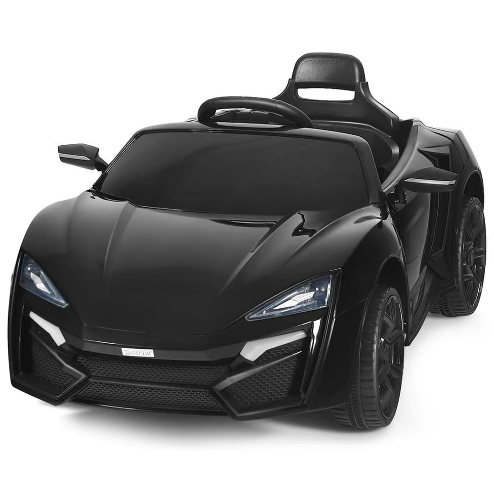 Costway 12-Volt Kids Ride On Car 2.4G RC Electric Vehicle with Lights MP3 Openable Doors Black