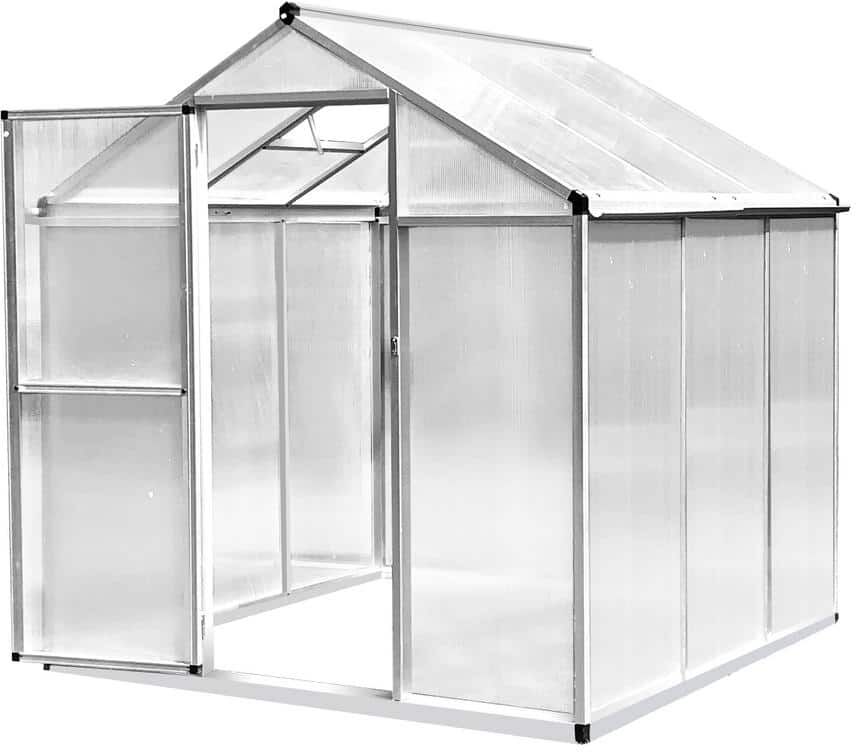 Outsunny 6 ft L. x 6 ft. W Stable Outdoor Walk-In Garden Greenhouse with Roof Vent for Plants, Herbs and Vegetables