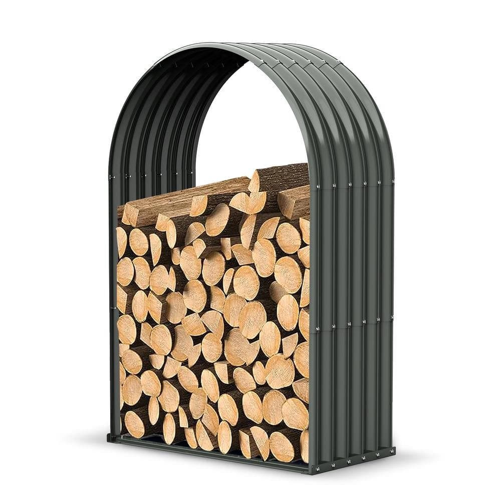 Cesicia 36 in. Galvanized Steel Outdoor Firewood Rack Heavy-Duty Log Holder Lumber Storage Stand in Gray