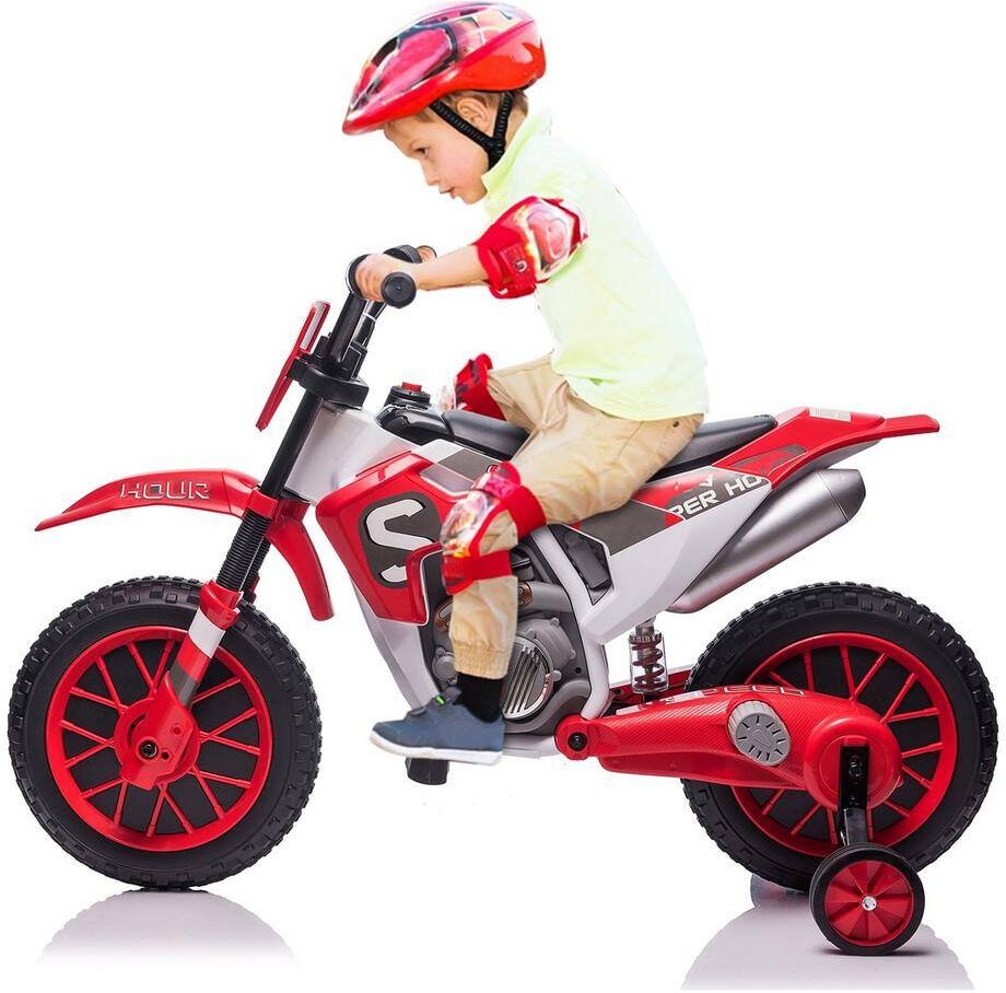 AFAIF Electric Motorcycle for Kids 12-Volt Dirt Bike Ride on Toy Off-Road Motocross with 2 Speeds, 35-Watt Dual Motors, Red