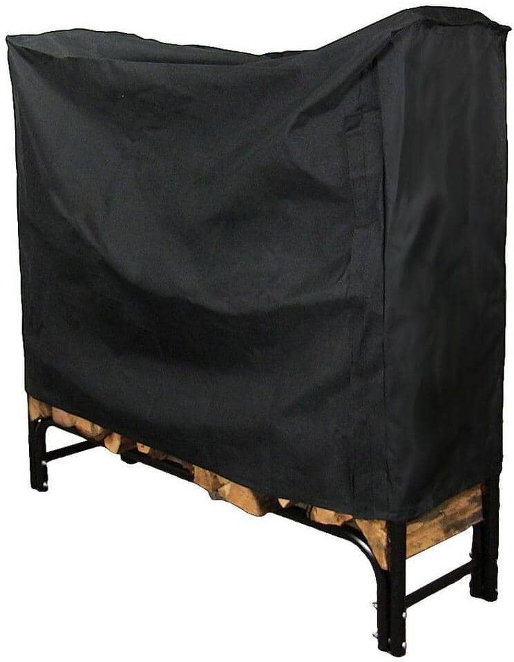 Sunnydaze Decor 4 ft. Black Heavy-Duty Firewood Log Rack Cover