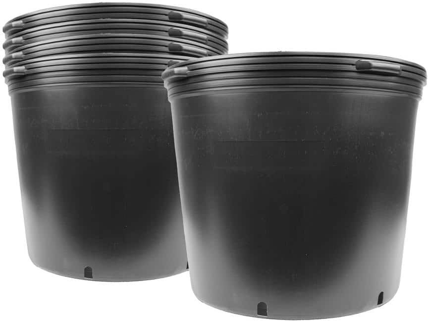 Viagrow 20 Gal. 80 qts. Black Round Plastic Nursery Garden Pots 77.22 l/3.17 cu. Ft. (3-Pack)