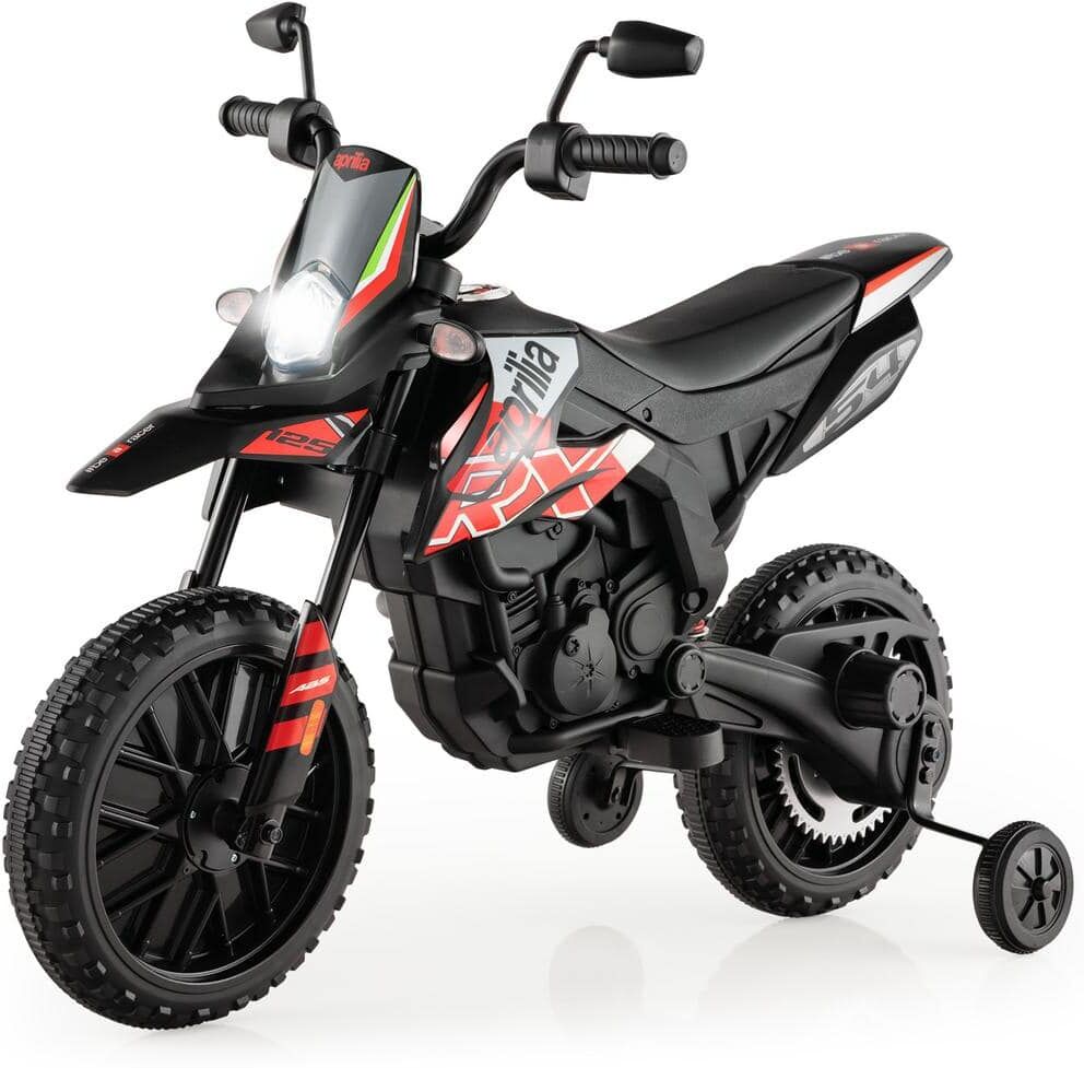 Costway 12-Volt Licensed Aprilia Kids Ride On Motorcycle Electric Dirt Bike with Light and Music Red