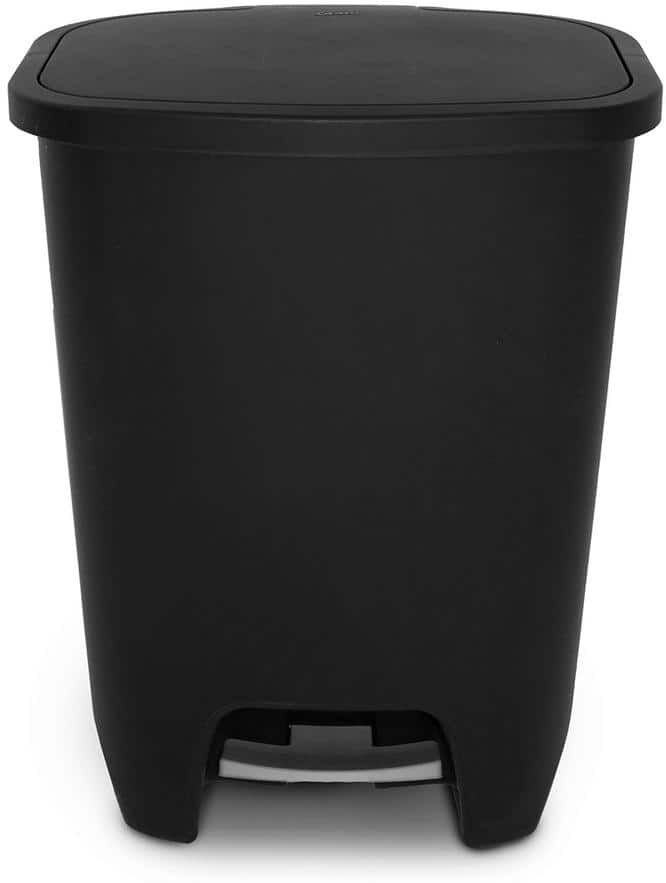 Glad 20 Gal. Black Step-On Plastic Trash Can with Clorox Odor Protection of The Lid